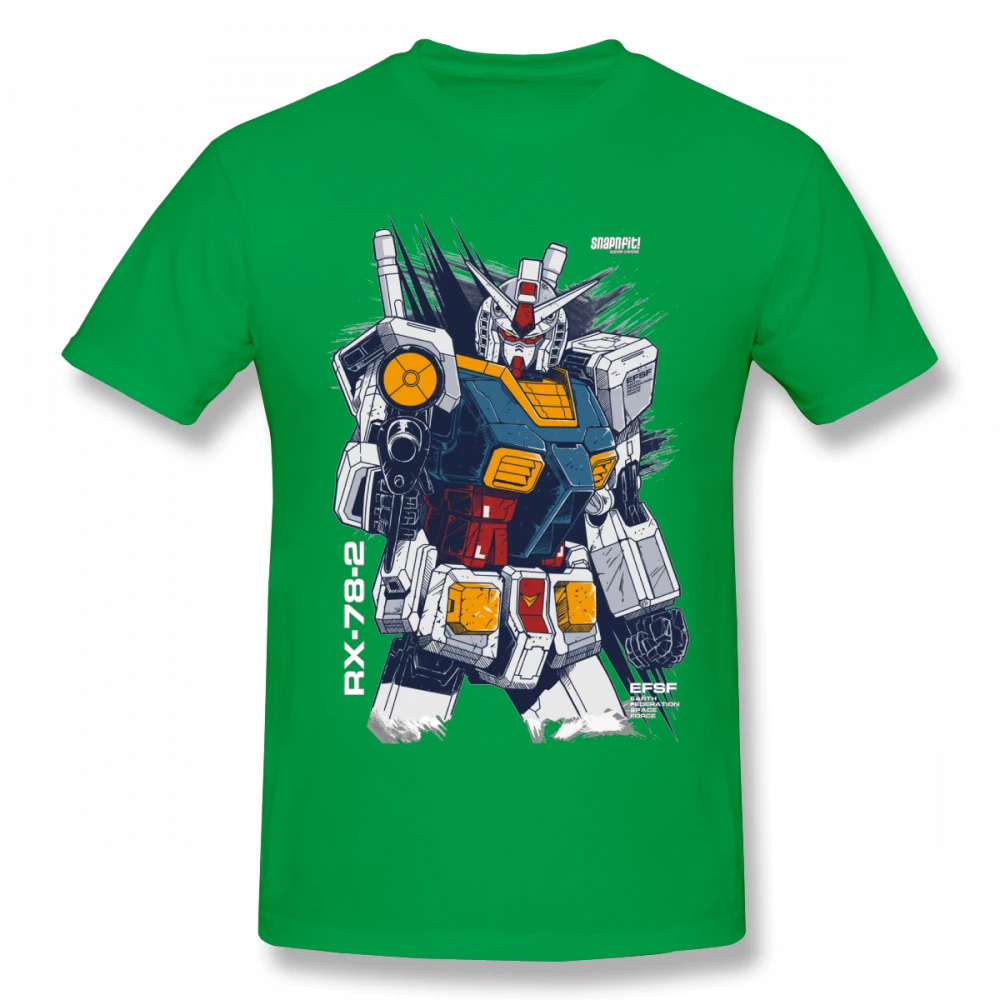 Мужская футболка Gundam из хлопка с коротким рукавом, Повседневная футболка с круглым вырезом, популярная футболка - Цвет: Зеленый