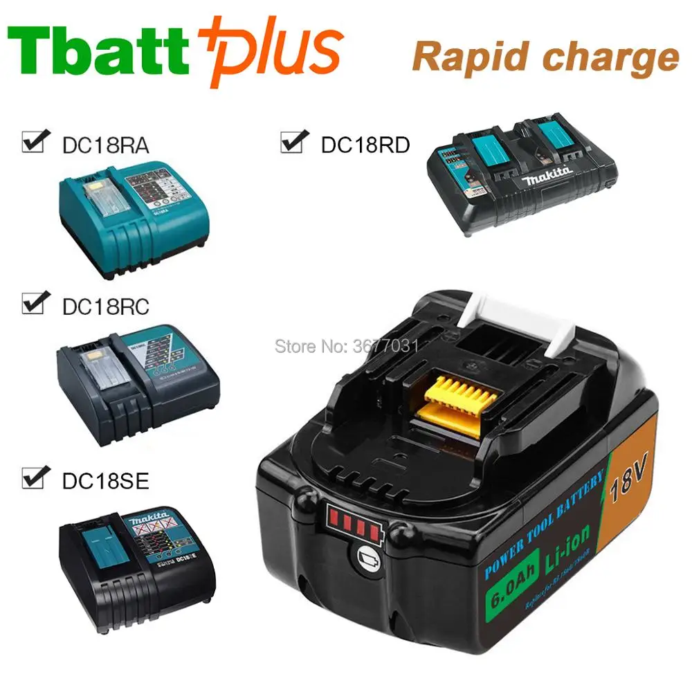 18 В 6.0Ah BL1860B литий-ионная Батарея со светодиодным индикатором для Makita BL1850 BL1840 BL1830