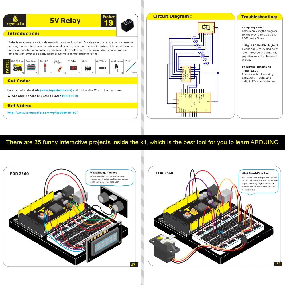 Набор для начинающих Keyestudio образовательного проекта Arduino + MEGA 2560 R3 Руководство