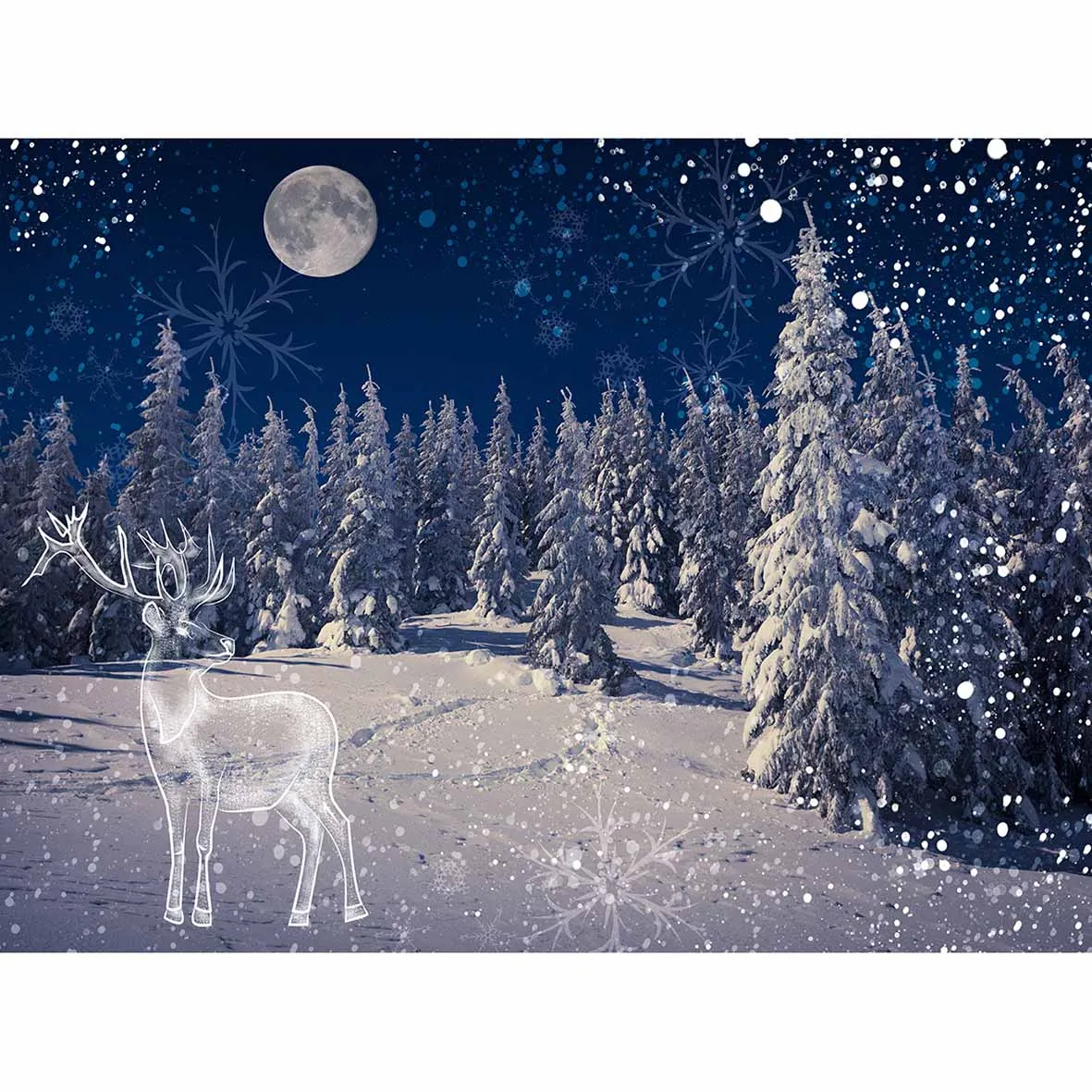 Allenjoy photographic Christmas background Winter forest pines tree snow professional photography backdrops photocall photophone |