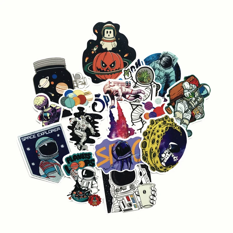 TD ZW 50Pcs Outer Space Astronaut Stickers For Suitcase Skateboard Laptop Luggage Fridge Phone Car Styling DIY Decal Sticker