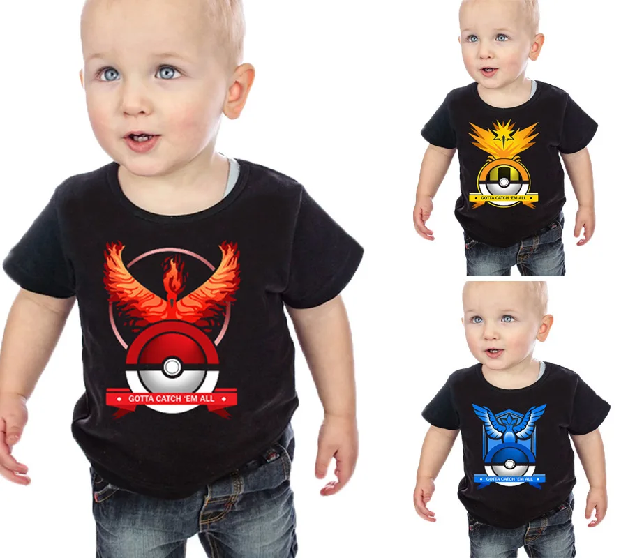 Детская футболка летние топы pokemon go team Футболки одежда для мальчиков Футболка