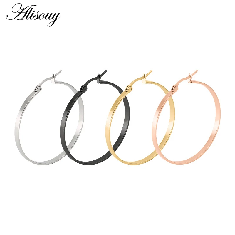 Alisouy 1 пара большие круглые серьги кольца золото/серебро цвет из нержавеющей