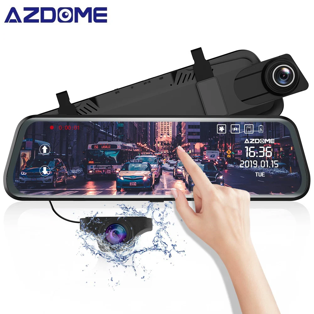 Видеорегистратор AZDOME PG02 автомобильный 1080P 720P 10 дюймов|Видеорегистраторы| |