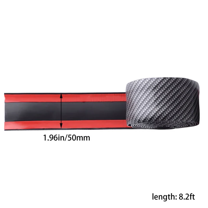 5cmX2.5m SPEEDWOW Car Door Bumper Carbon Fiber Rubber Lip Universal Front Bumper Lip Moulding Strip Door Sill Protector Edge Guard - Цвет: 5cmX2.5m
