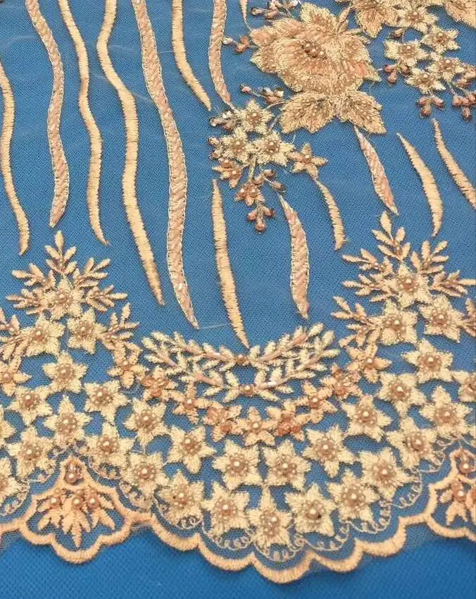 New high quality wedding dress fabric beads decorated embroidery embossed tulle lace 04255 African Nigerian | Дом и сад