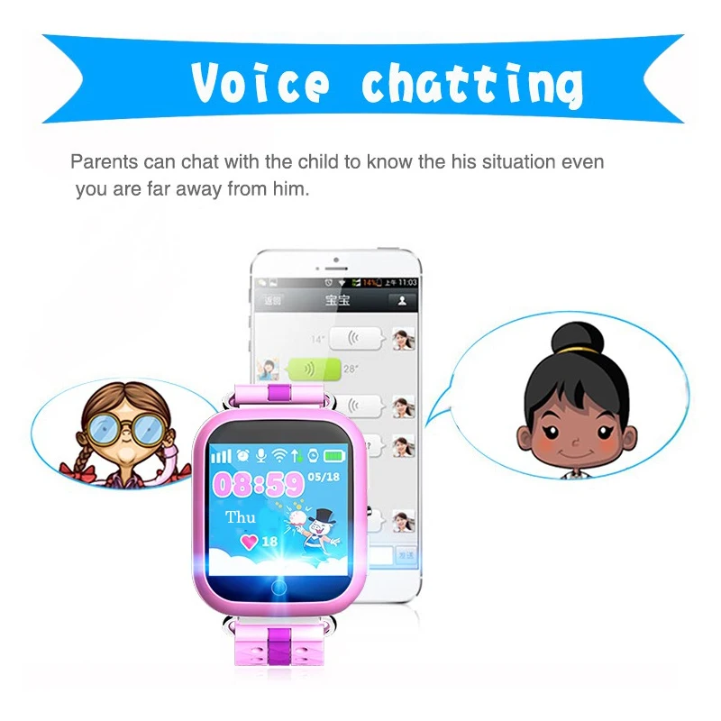 Q100 gps smart watch для детей с сим карта Wi Fi сенсорный Q750 SOS устройство определения