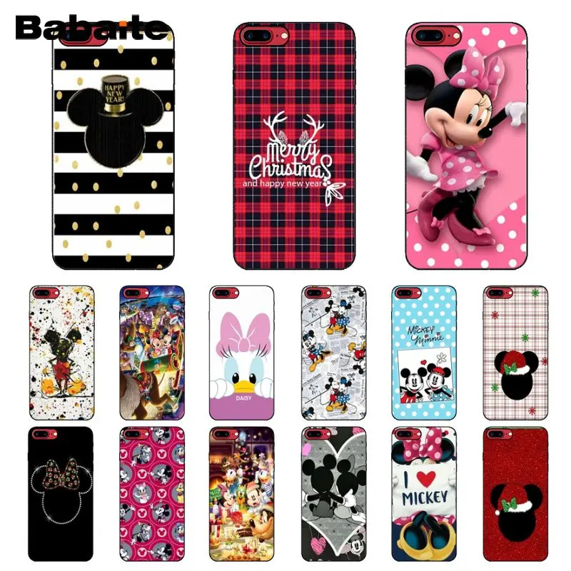 Мягкий силиконовый черный чехол для телефона Babaite Mickey Minnie daisy iPhone 6S 6plus 7 7plus 8 8Plus X Xs