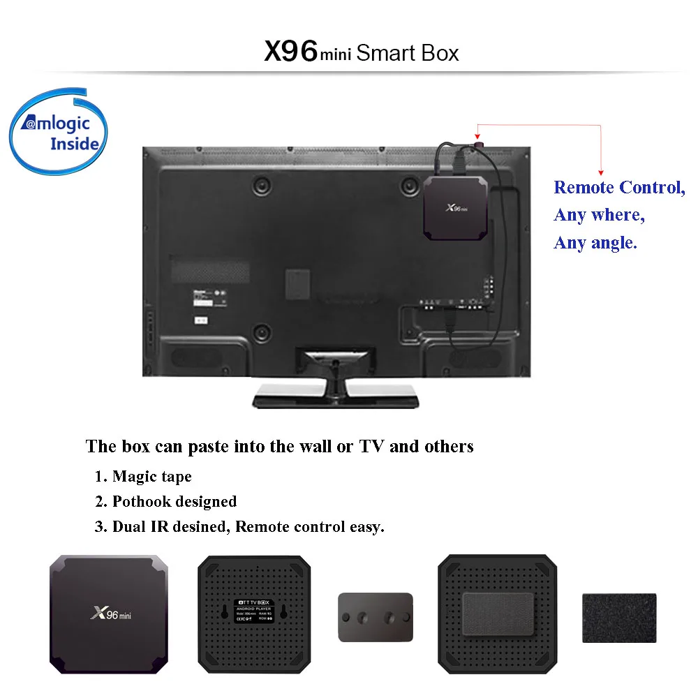 Оригинальный X96mini Android 7 1 X96 Мини Смарт ТВ-бокс четырехъядерный Amlogic S905W 2 ГБ + 16 Гб