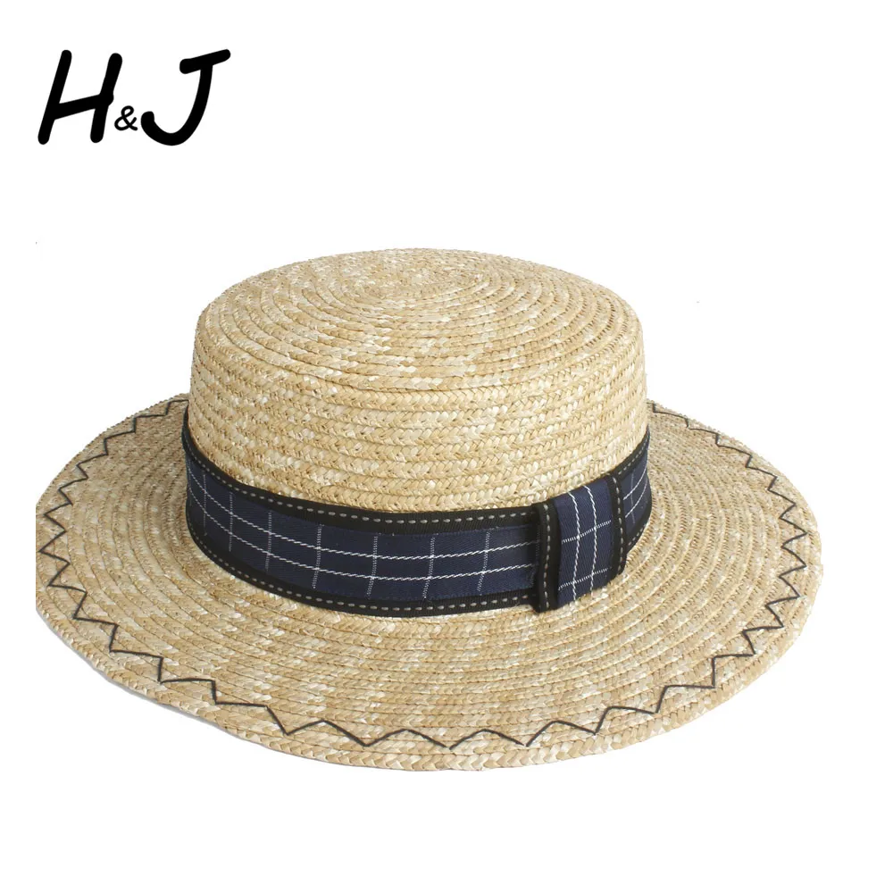 Шляпа Женская Солнцезащитная из пшеничной соломы Панама с широкими полями в