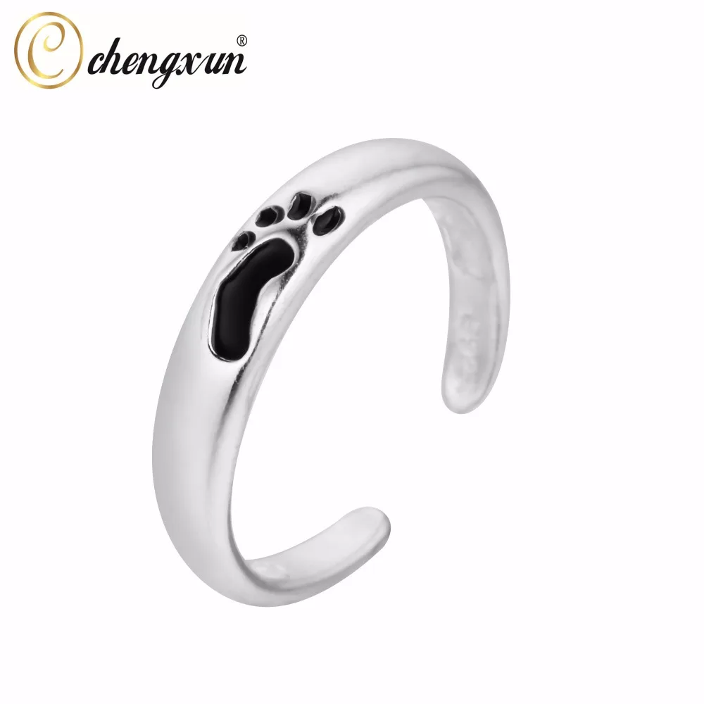 CHENGXUN черные резные кольца с принтом ног Романтические для влюбленных пар женщин