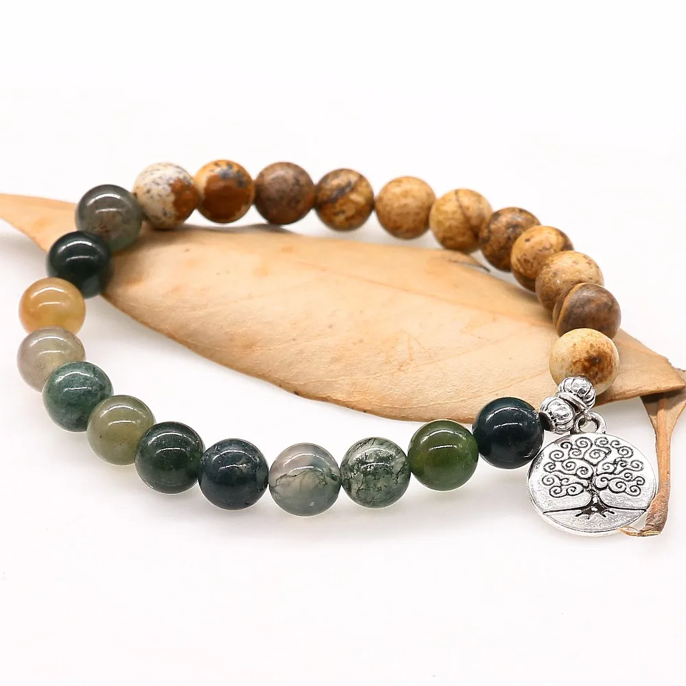 8 мм изображение камня с индийским ониксом реальное дерево подвеска каменные