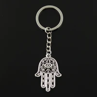 fashion 30mm key ring key chain keychain jewelry antique bronze silver color death eye hamsa palm fatima hand 36x25mm pendant