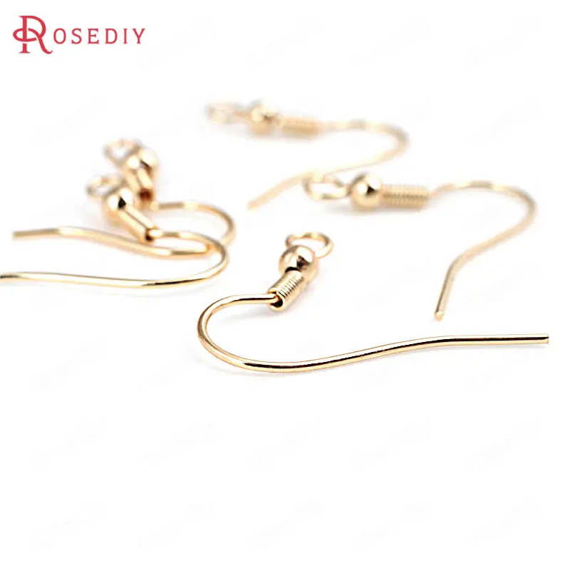 Латунные серьги Крючки с бусинами и пружиной 12 шт. 15 х18 мм|earring hooks|gold plated earring hooksbrass