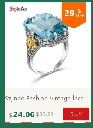 Szjinao ювелирные украшения Мода границы цветы обручальное кольцо 3ct Аквамарин для женщин 925 пробы Серебряное кольцо