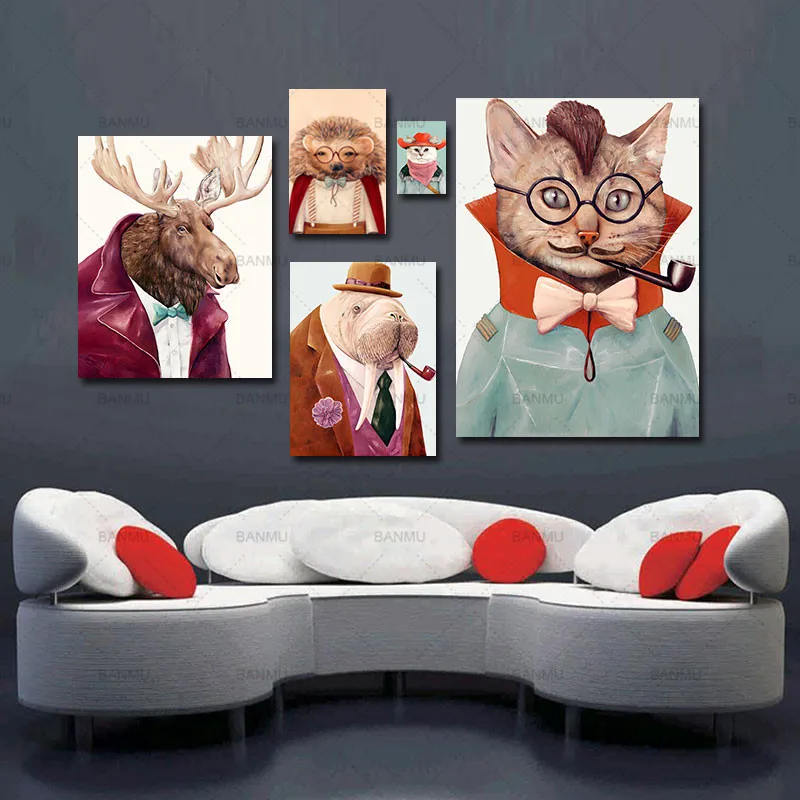 

Nordic poster Canvas Painting Cartoon Wall Art Pictures Nordic Animal Deer Poster Print Kids Bedroom Decor No Frame