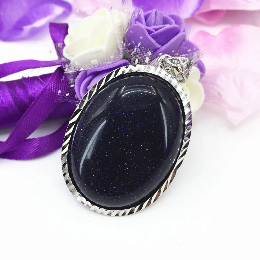 Женская овальная подвеска из натурального синего песчаника, 33 х44 мм