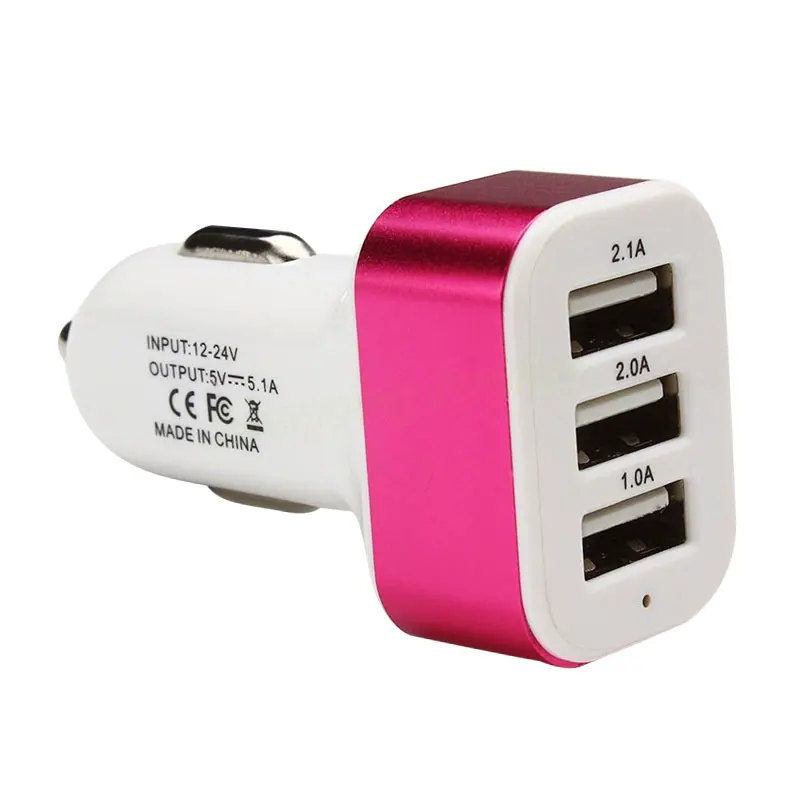 

Hot Universal Triple USB Car Charger Adapter USB Socket 3 Port Car-charger 3.1A 2.1A 1.1A for iPhone 6 Plus Samsung S7 BX