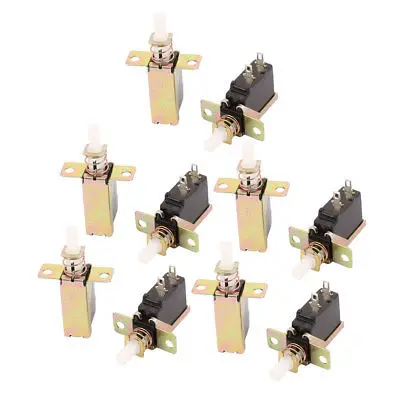 

10 Pcs AC250V 8A/128A SPST 2P Spring Loaded Self Locking Mini Push Button Switch