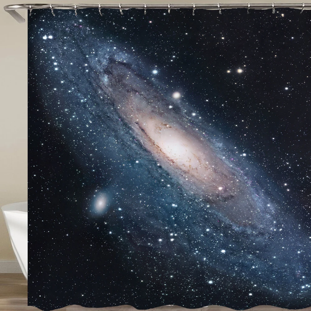 Space Pattern Shower Curtain Polyester Fabric Galaxy Stars Universe Starry sky Design Waterproof Bathroom High Quality | Дом и сад