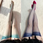 Винтажные сексуальные неэластичные чулки, супертонкие, глянцевые, масляный блеск, 5D, прозрачные, неэластичные, ребристые, удобные детали