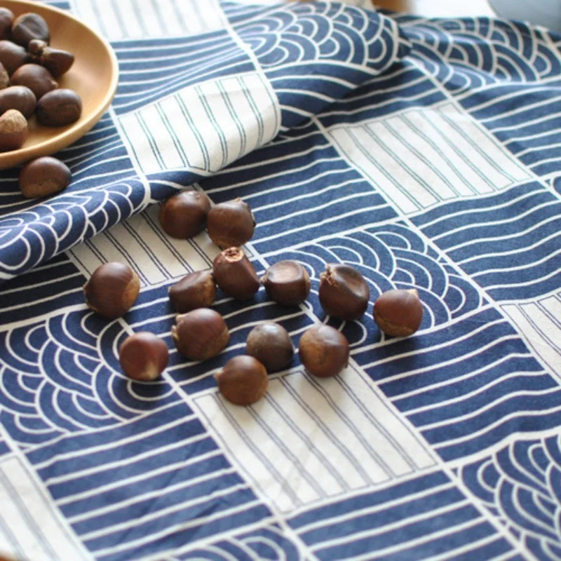 40х70 см секционный клетчатый коврик в японском стиле с морскими волнами салфетки