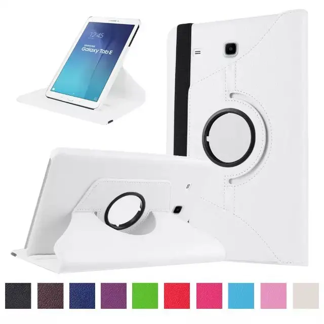 Чехол для samsung Galaxy Tab E 9,6 T560 T561 SM-T560 вращающийся на 360 умный чехол из искусственной кожи складной чехол-книжка для планшета+ ручка - Цвет: Белый