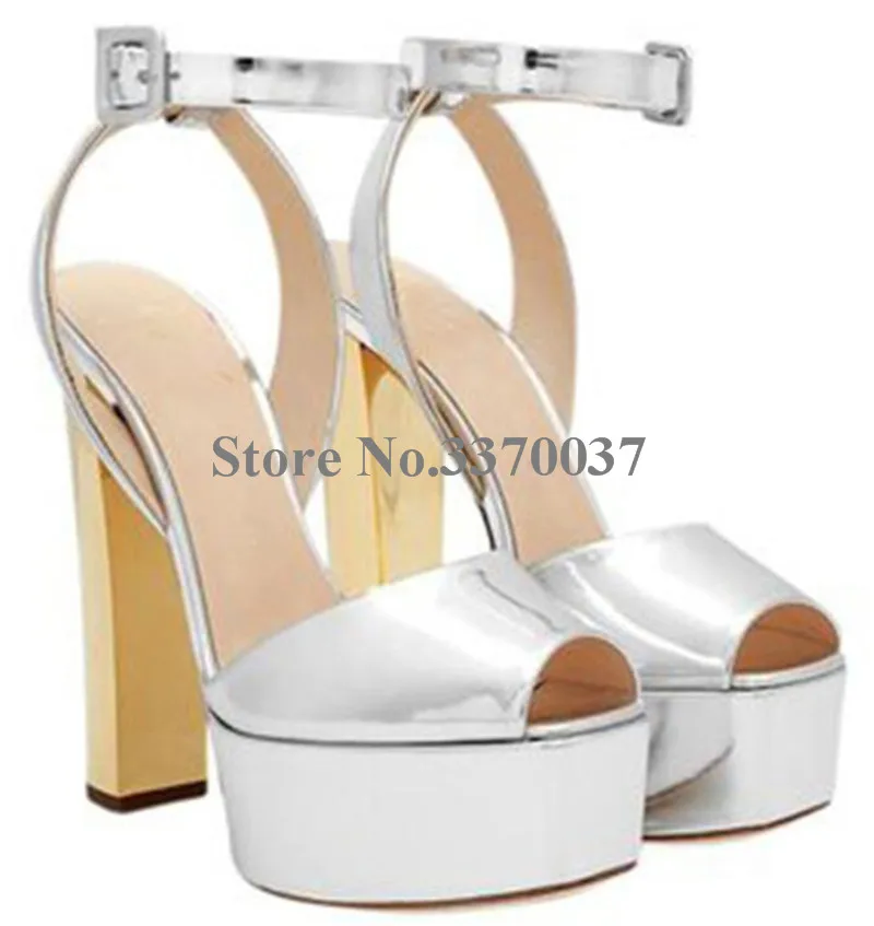 Women Charming Fashion Peep Toe Sequined High Platform Sandals Ankle Strap Super High Heel Sandals Wedding Shoes Club Shoes