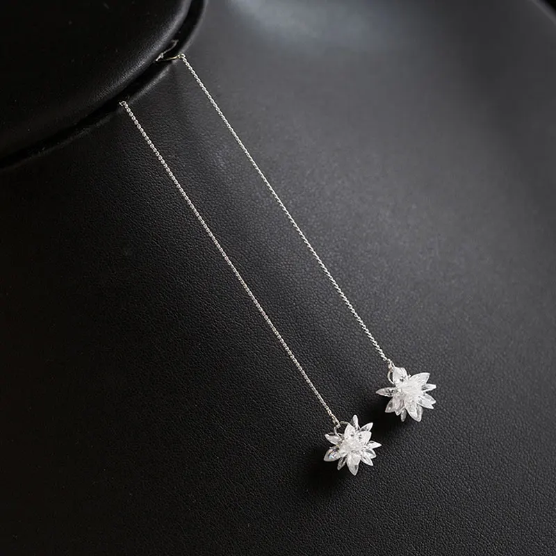 Женские Висячие серьги с цветком снега фианит кристалл 6 видов длинные кисточки