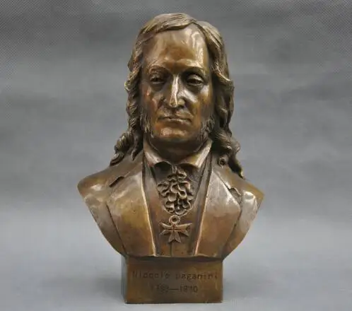 YM 306 8 ''итальянский великолепный музыкант Niccolo Paganini Бюст Бронзовая