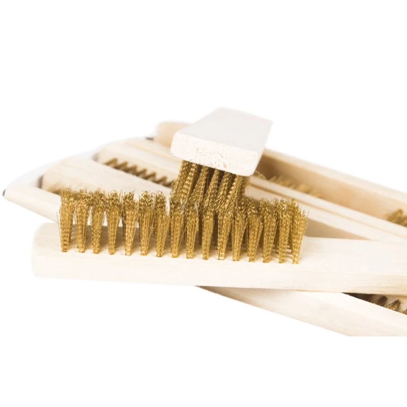 Деревянная ручка для удаления ржавчины промышленная латунная щетка очистки