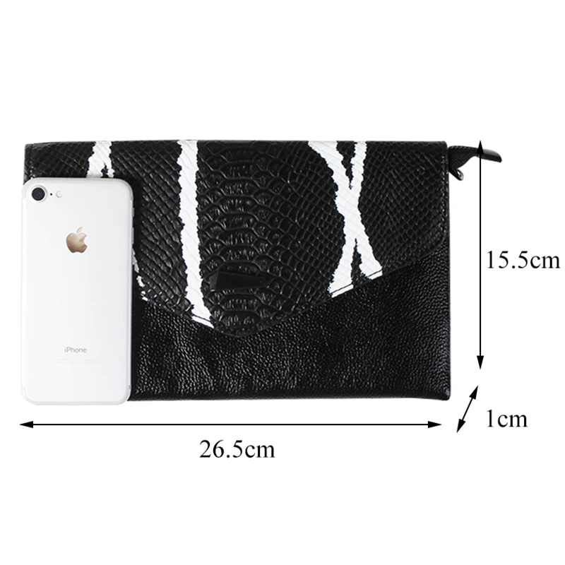 

2018 New Women Clutch Genuine Leather Handbag Shoulder Bags for Fashion Envelope Bags Clutch Evening Bag Black/White Handbags