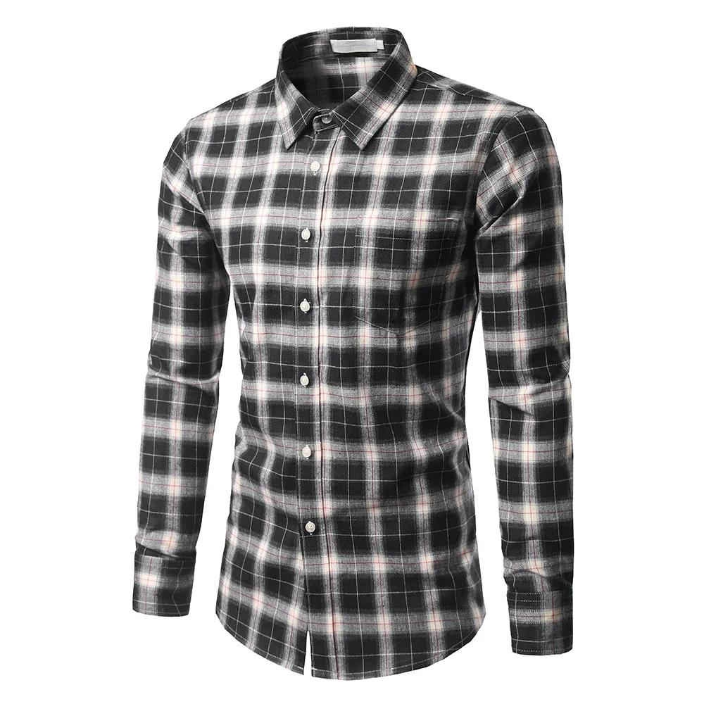 Мужская клетчатая Повседневная рубашка новая модная мужская одежда Slim Fit с