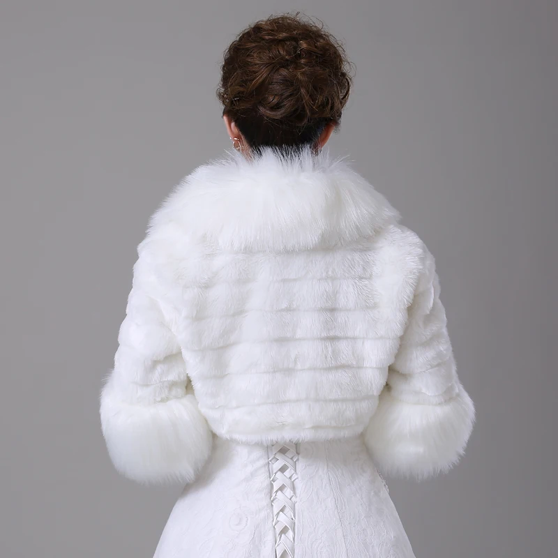 

SHAMAI Wedding Accessories Winter Bridal Wraps Bride Bolero Bridesmaid Dress Coat Ivory Faux Fur Plush Tippet Wedding Jacket