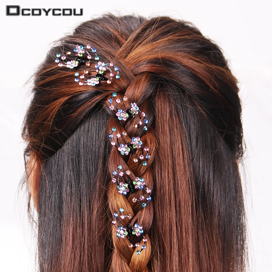 

6PCS/1 pack Wedding Bridal Hair Claws Women Mini Headwear Rhinestone Snowflake Hair Clips Flower Hairpins Hair Accessorie