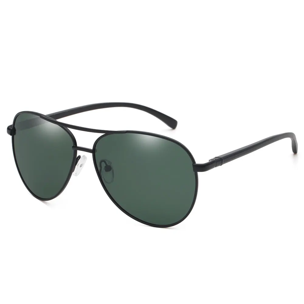 Black Dark green Поляризационные мужские солнцезащитные очки из сплава овальная оправа UV400 драйвер Декоративные Солнцезащитные очки Мужские Полар-флиса на открытом воздухе пилот авиация очки - Цвет линз: Black Dark green