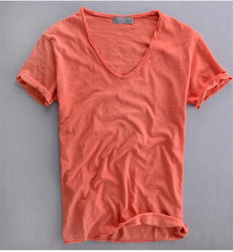 Лидер продаж недорогая мужская хлопковая рубашка с v образным вырезом модный