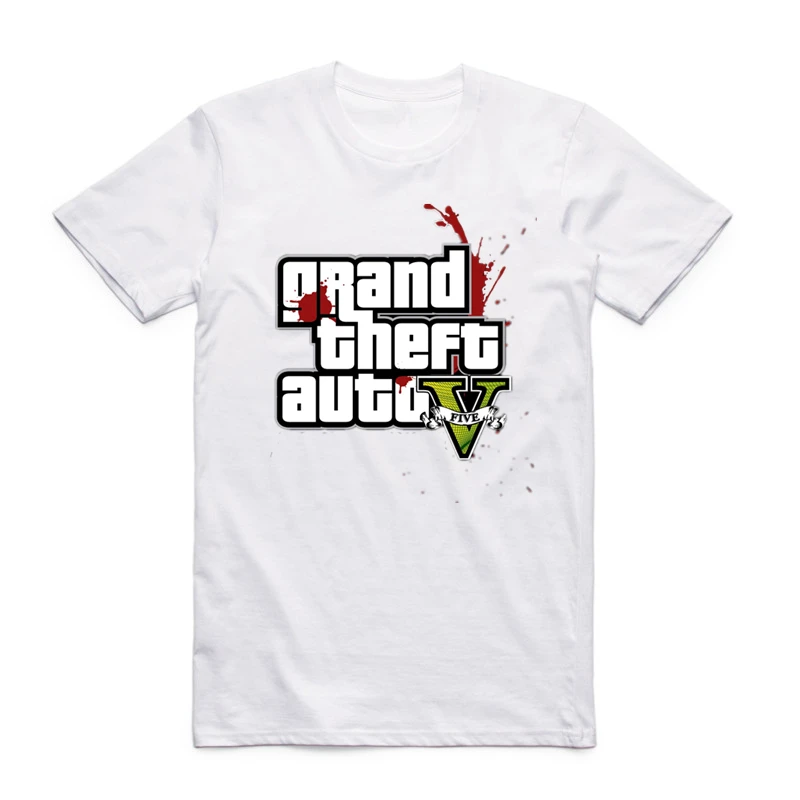 Мужская футболка с коротким рукавом круглым вырезом и принтом Grand Theft Auto GTA |