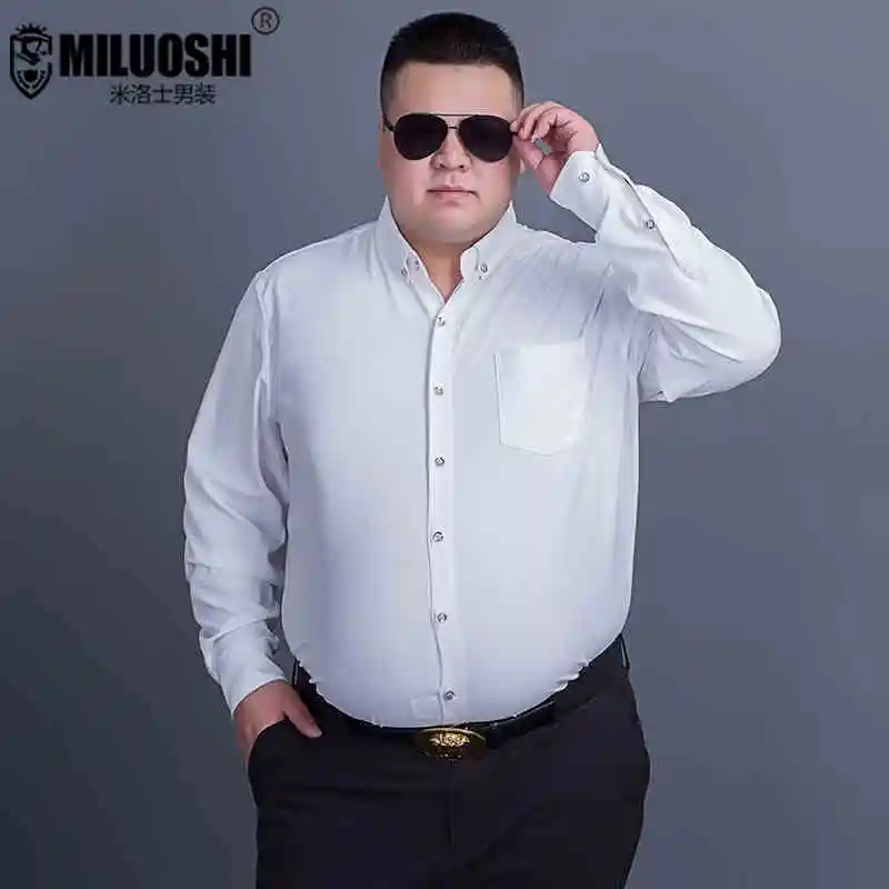 10XL 8XL 6XL Мужская рубашка, мужские рубашки высокого качества с длинным рукавом, Брендовые повседневные однотонные деловые свободные черные рубашки Camisa Masculina - Цвет: 1