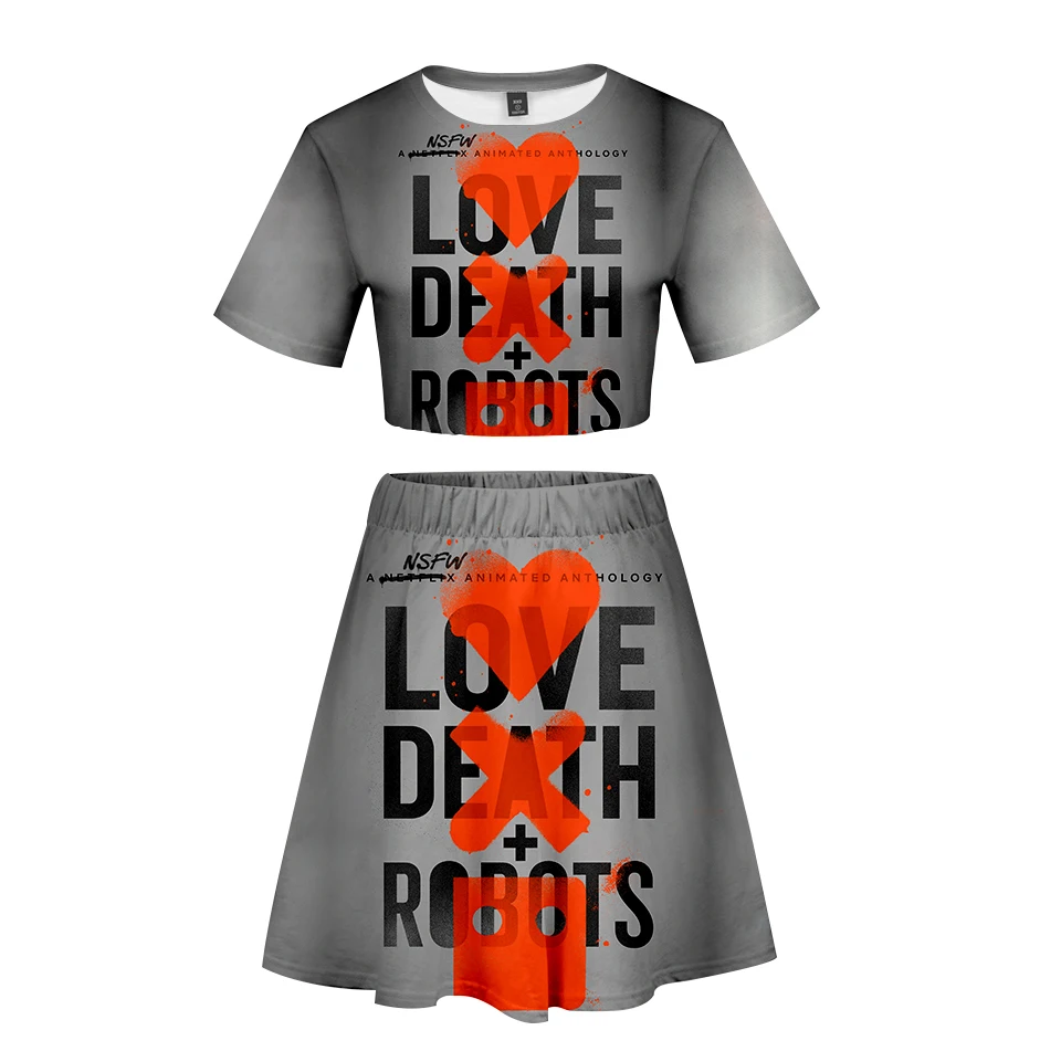 Женский летний костюм-двойка с 3D-принтом Love Death |