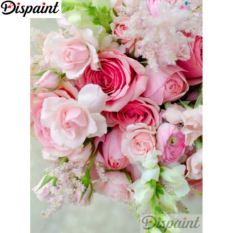 

Dispaint Full Square/Round Drill 5D DIY Diamond Painting "Rose flower scenery" 3D Embroidery Cross Stitch Home Decor Gift A18422