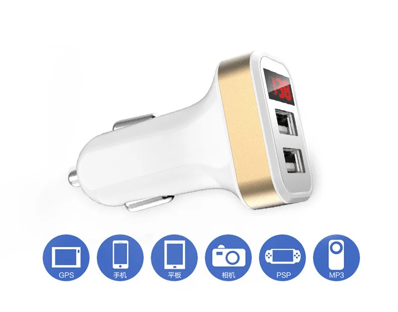 2 DUal USB Car Charger Adapter 3.1A Digital LED Voltage Current Display Auto Vehicle Metal For Smart Phone Tablet | Автомобили и