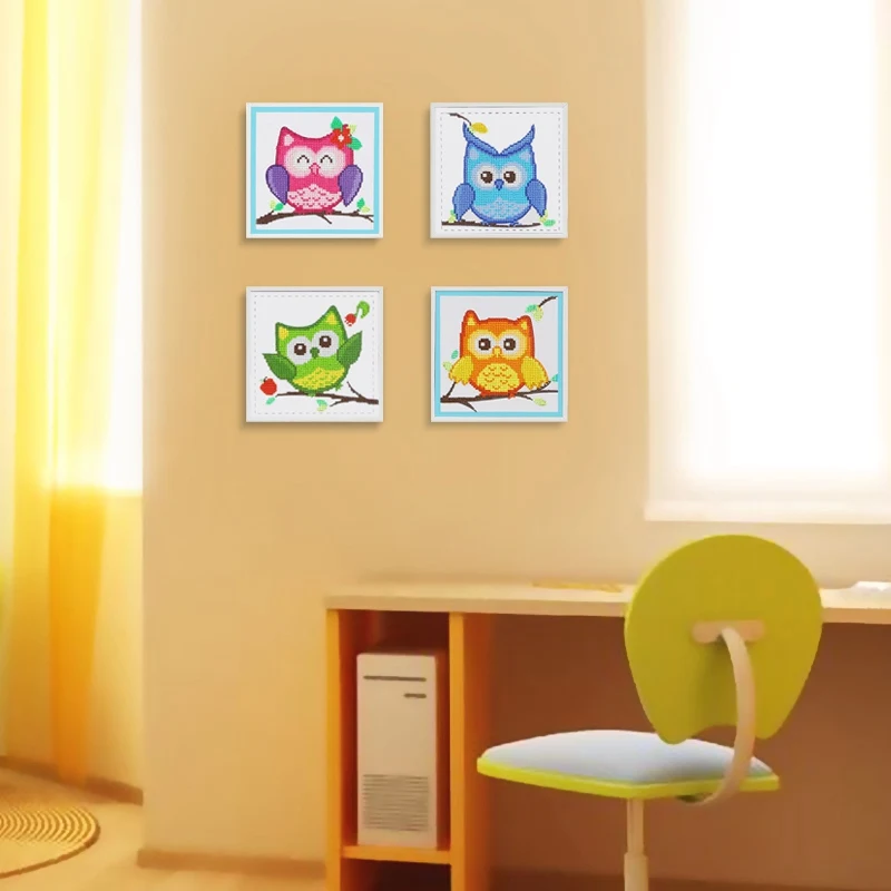 Cutiepop House Decorated DIY Night Owl Children 5D Diamond Embroidery Wooden Frame Painting Cross Stitch Animal T057 | Дом и сад