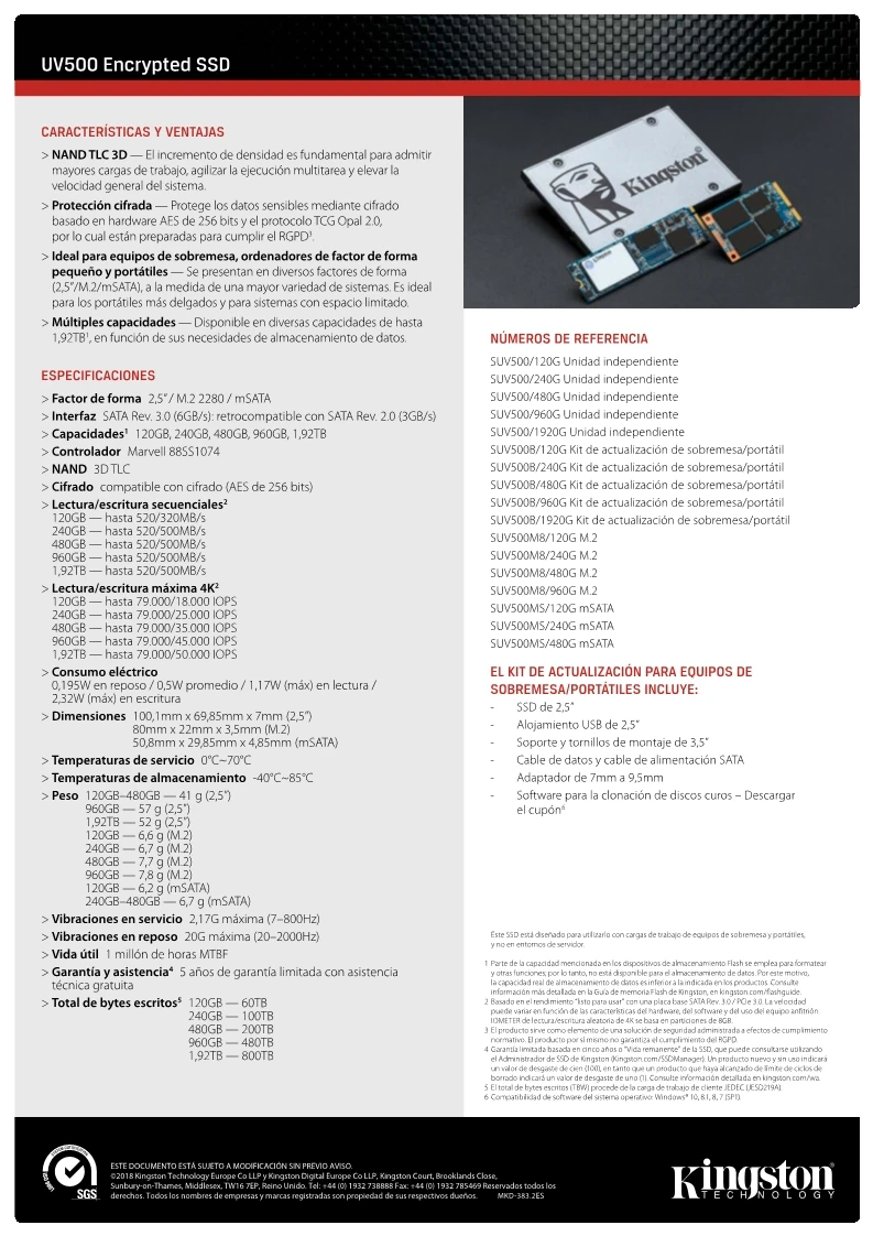 kingston UV500 SSD 120 ГБ 240 hdd 480 ГБ 1,92 ТБ M.2 PCI-e дюйма Внутренний твердотельный накопитель Жесткий диск SSD для ноутбука