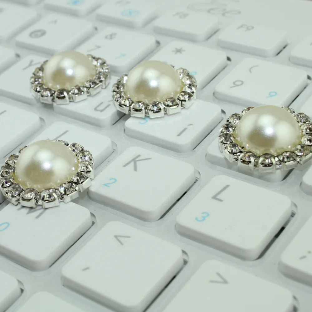 Горячая продажа Красивая пуговица с жемчужиной и стразами цвета слоновой кости 30