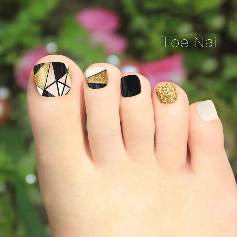 24 шт./компл. Типсы для ногтей блестящие патчи сетка золотой искусственный ноготь