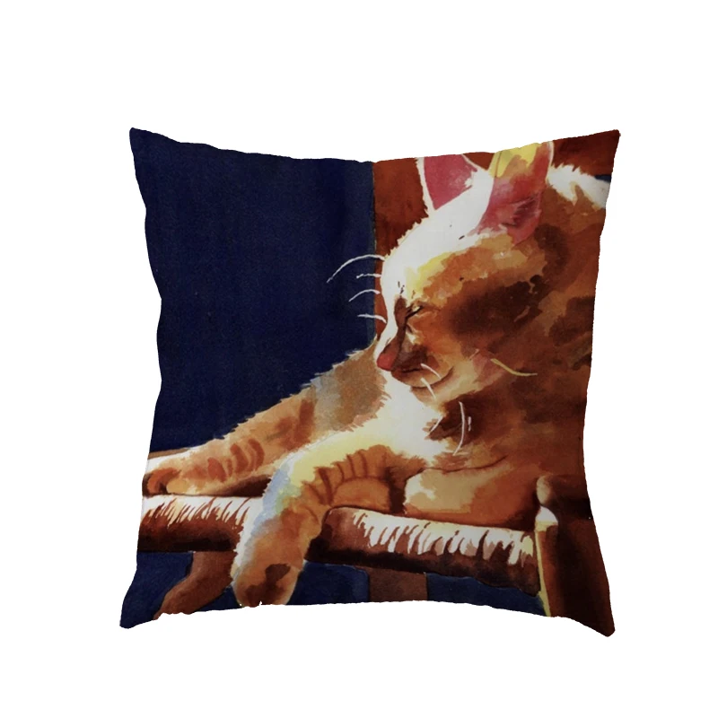 Креативный белый чехол для подушки 45x45 см милый черный кот домашняя спальня диван