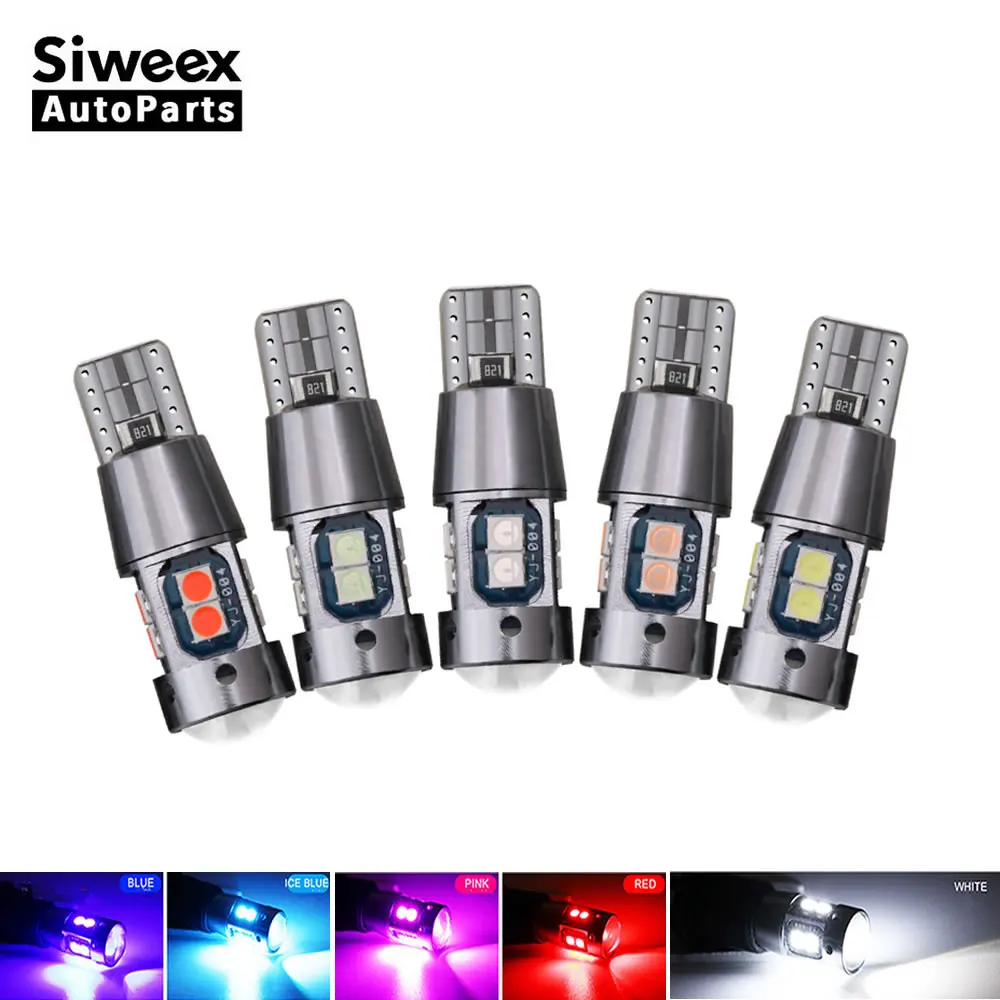 

T10 светодиодный светильник W5W 10 3030 SMD белый ледяной, синий, розовый, красный, для грузовых автомобилей Canbus 12V - 28V без электрода габаритный фона...