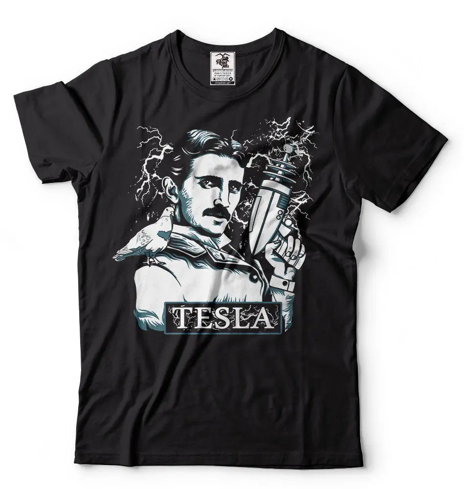 

Funny Clothing Casual Short Sleeve Tshirts Nikola Tesla Tesla Electric Gun Tee Shirt Mens Funny T-Shirt Tesla Shirt T-Shirt