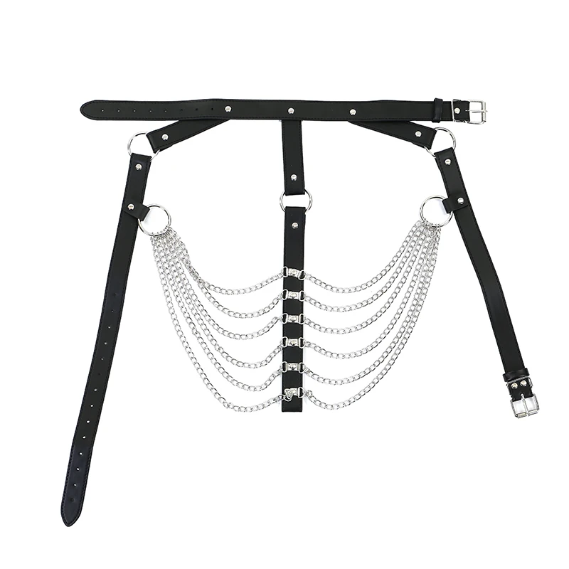 Leather Harness For Female Punk Harajuku Bust Stocking Garter Sexy Choker Chain Belt Suspenders Straps Waist Bondage Bdsm Cage | Женская